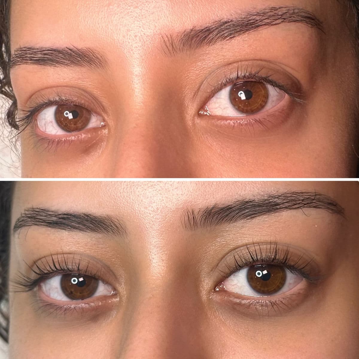 Lash lift before and after on natural lashes at Beauty Balance by Jo